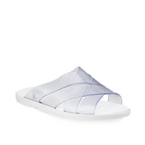 New Melissa White Clear Breeze Strappy flip flop slide on Sandal scented